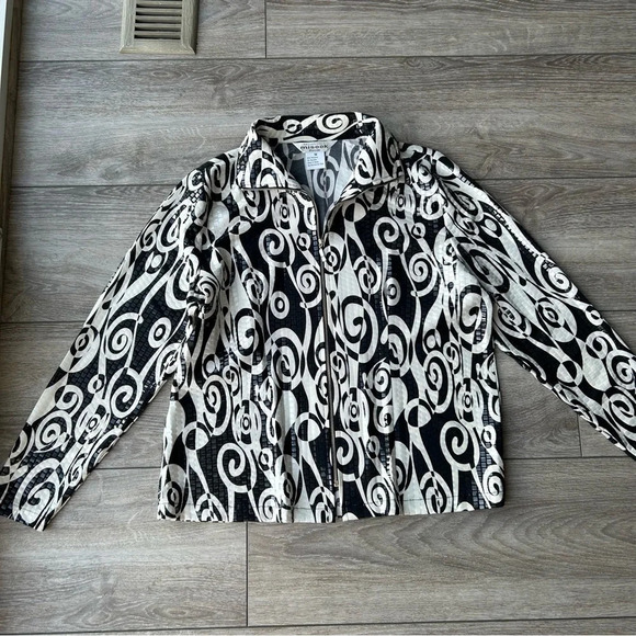 Misook Paisley Print Sequin Evening Zip Jacket - Picture 4 of 16